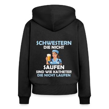 Krankenschwester Pflege Arzthelferin Pflegerin - Frauen Premium Bio Zip Hoodie - Schwarz - Hinten - Julia (174cm)