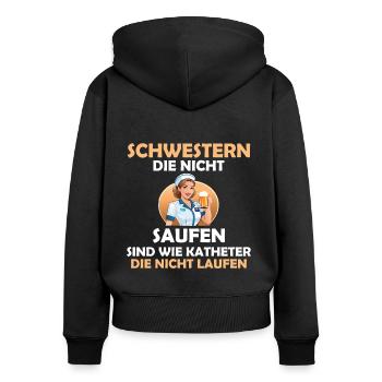 Krankenschwester Pflege Arzthelferin Pflegerin - Frauen Premium Bio Zip Hoodie - Schwarz - Hinten - Julia (174cm)