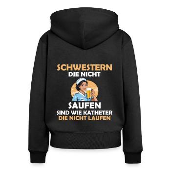 Krankenschwester Pflege Arzthelferin Pflegerin - Frauen Premium Bio Zip Hoodie - Schwarz - Hinten - Julia (174cm)