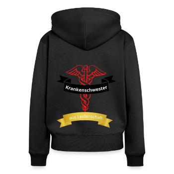 Krankenschwester aus Leidenschaft - Frauen Premium Bio Zip Hoodie - Schwarz - Hinten - Julia (174cm)