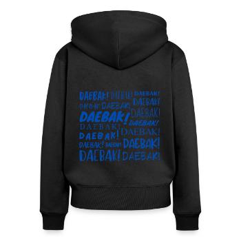 Daebak ! - Sweat à capuche zippé Premium bio Femme - noir - Dos - Julia (174cm)