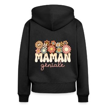 Mère Merveilleuse Maman Formidable Maman Géniale - Sweat à capuche zippé Premium bio Femme - noir - Dos - Julia (174cm)