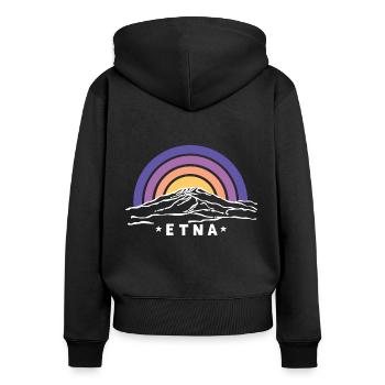 Etna Mongibello Ätna Berg Sizilien Vulkan Souvenir - Frauen Premium Bio Zip Hoodie - Schwarz - Hinten - Julia (174cm)