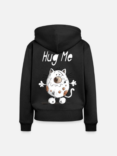 Hug Me Kätzchen - Frauen Premium Bio Zip Hoodie - Schwarz