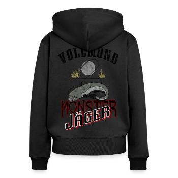 Wels Jäger - Frauen Premium Bio Zip Hoodie - Schwarz - Hinten - Julia (174cm)