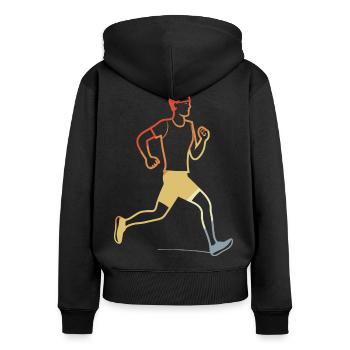 Retro Jogger Sketch - Women's Premium Organic Zip Hoodie - black - Back - Julia (174cm)