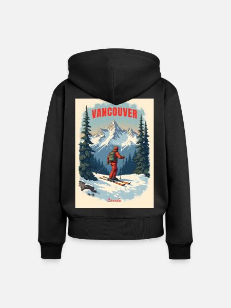 Vancouver Berglandschaft - Frauen Premium Bio Zip Hoodie - Schwarz