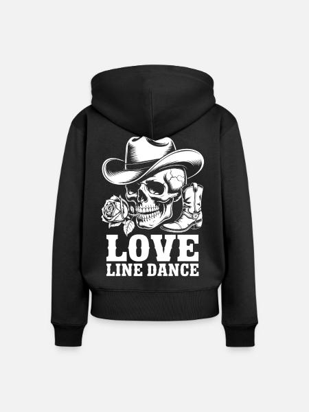 Skelett Cowboy Line Dance - Frauen Premium Bio Zip Hoodie - Schwarz