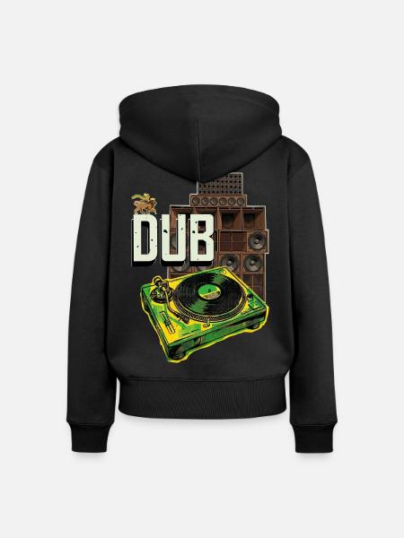 Dub Reggae Soundsystem Plattenspieler - Frauen Premium Bio Zip Hoodie - Schwarz