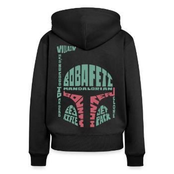 Star Wars: Mandalorian Helm Aus Schriftzügen - Frauen Premium Bio Zip Hoodie - Schwarz - Hinten - Julia (174cm)