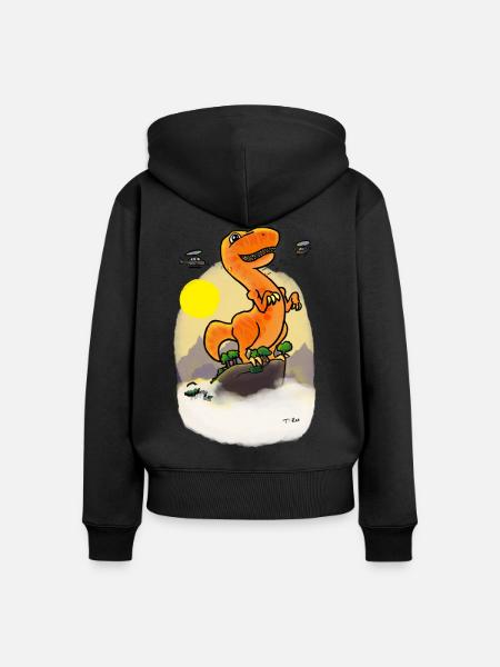 Dino Auf Berggipfel - Frauen Premium Bio Zip Hoodie - Schwarz