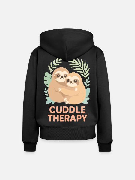 Cuddle Therapy: Süße Faultiere im Dschungel - Frauen Premium Bio Zip Hoodie - Schwarz