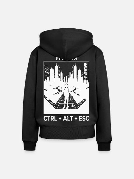 System Reboot Skyline - Frauen Premium Bio Zip Hoodie - Schwarz