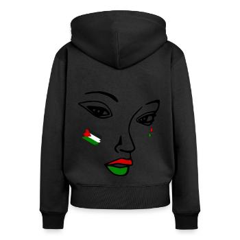 Free palestine women face - Women's Premium Organic Zip Hoodie - black - Back - Julia (174cm)