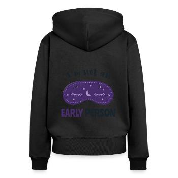 Je ne suis pas un lève-tôt - Sweat à capuche zippé Premium bio Femme - noir - Dos - Julia (174cm)