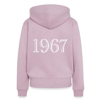 1967 - Geschenk geboren 1967 - Frauen Premium Bio Zip Hoodie - Altrosa - Hinten - Julia (174cm)