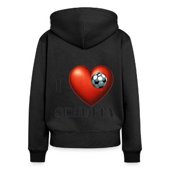 I Love Schuttä - Frauen Premium Bio Zip Hoodie - Schwarz - Hinten - Julia (174cm)