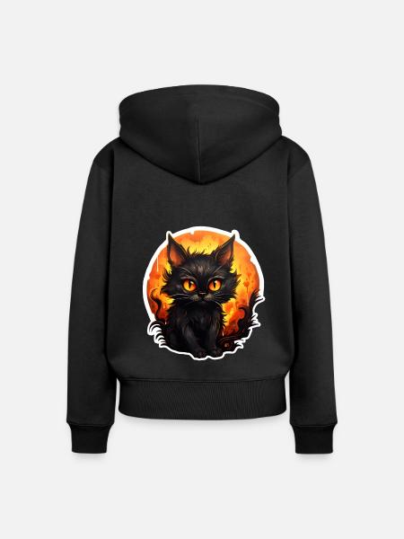 Halloween Kater - Frauen Premium Bio Zip Hoodie - Schwarz