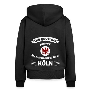 Die Kölner - Frauen Premium Bio Zip Hoodie - Schwarz - Hinten - Julia (174cm)