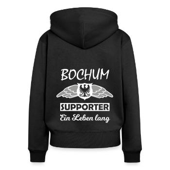 Der Ruhrpott - Frauen Premium Bio Zip Hoodie - Schwarz - Hinten - Julia (174cm)