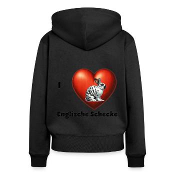J’adore le biscuit anglais - Sweat à capuche zippé Premium bio Femme - noir - Dos - Julia (174cm)