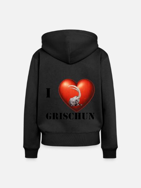 I Love Grischun - Frauen Premium Bio Zip Hoodie -