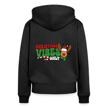 Noël Noël Ambiance - Sweat à capuche zippé Premium bio Femme - noir - Dos - Julia (174cm)