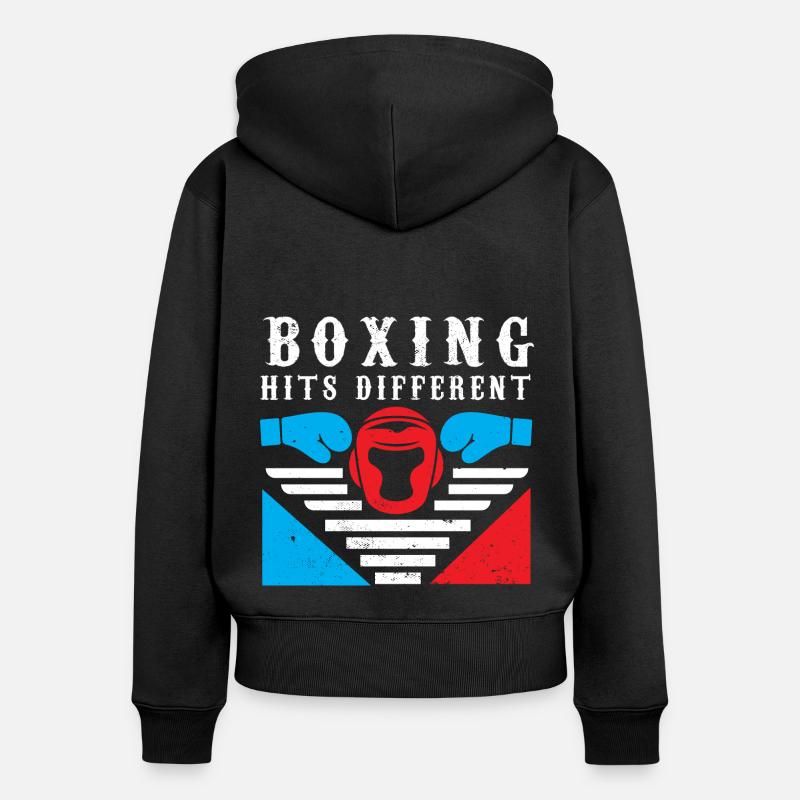 Boxe Boxer Gants de boxe Boxing Club de boxe Club de boxe - Sweat à capuche zippé Premium bio Femme - noir