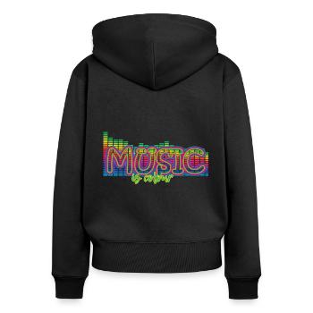 musik music - Frauen Premium Bio Zip Hoodie - Schwarz - Hinten - Julia (174cm)
