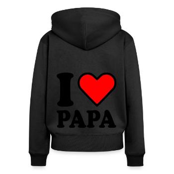 I love papa - Sweat à capuche zippé Premium bio Femme - noir - Dos - Julia (174cm)
