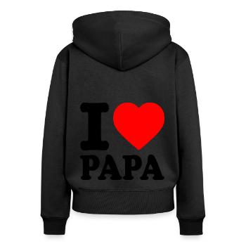 I love papa - Sweat à capuche zippé Premium bio Femme - noir - Dos - Julia (174cm)