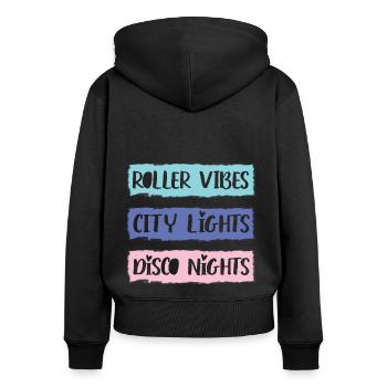 Rollerskater Party Retro Feels Of Disco Night Gift - Women's Premium Organic Zip Hoodie - black - Back - Julia (174cm)