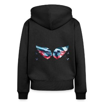 Angelwings,Wings,Aquarelle,Coloré,Angel Wings - Sweat à capuche zippé Premium bio Femme - noir - Dos - Julia (174cm)