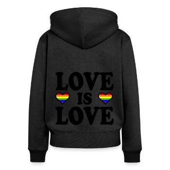 Love is love - Frauen Premium Bio Zip Hoodie - Schwarz - Hinten - Julia (174cm)