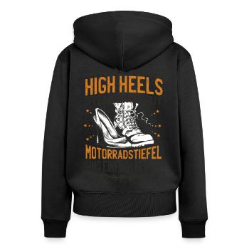Motorrad/Bike - Geschenk für Bikerin mit Spruch - Frauen Premium Bio Zip Hoodie - Schwarz - Hinten - Julia (174cm)