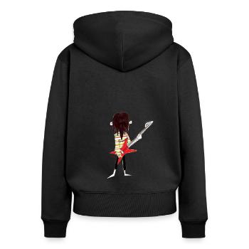 Rocker - Frauen Premium Bio Zip Hoodie - Schwarz - Hinten - Julia (174cm)