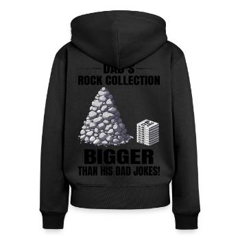Bergfelsen Sammeln Papa Sammler Humorvoll - Frauen Premium Bio Zip Hoodie - Schwarz - Hinten - Julia (174cm)