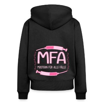 MFA Master Assistant médical - Sweat à capuche zippé Premium bio Femme - noir - Dos - Julia (174cm)