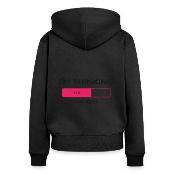 Je pense, s’il vous plaît attendre, barre de progression - Sweat à capuche zippé Premium bio Femme - noir - Dos - Julia (174cm)