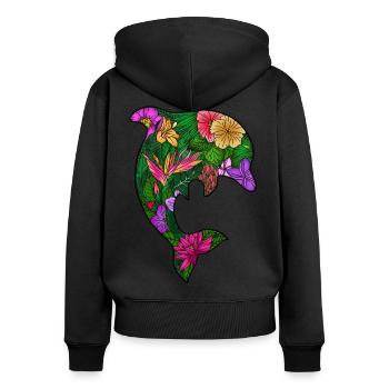 Exotic Garden - Frauen Premium Bio Zip Hoodie - Schwarz - Hinten - Julia (174cm)
