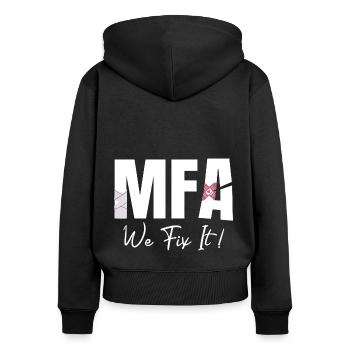 Arzthelferin We Fix It MFA - Frauen Premium Bio Zip Hoodie - Schwarz - Hinten - Julia (174cm)