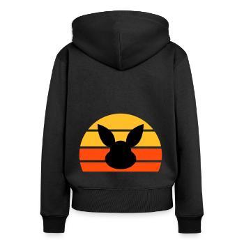 Hasenkopf vor Halbsonne - Frauen Premium Bio Zip Hoodie - Schwarz - Hinten - Julia (174cm)