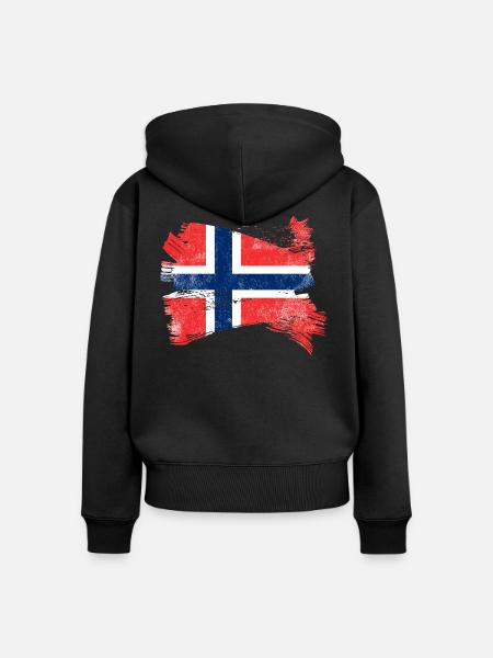 Norwegen Flagge - Frauen Premium Bio Zip Hoodie - Schwarz