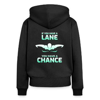 Schwimmen Schwimmen Schwimmer Geschenk - Frauen Premium Bio Zip Hoodie - Schwarz - Hinten - Julia (174cm)