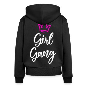 Girl Gang Girlfriend Équipe Féminine - Sweat à capuche zippé Premium bio Femme - noir - Dos - Julia (174cm)