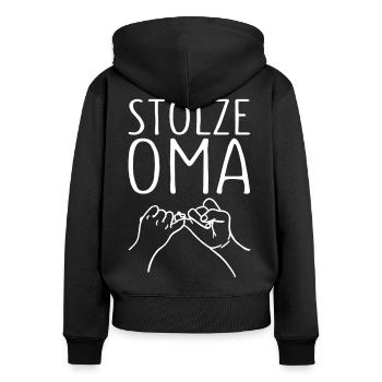 Stolze Oma Kleiner Fingerschwur Großmutter - Frauen Premium Bio Zip Hoodie - Schwarz - Hinten - Julia (174cm)