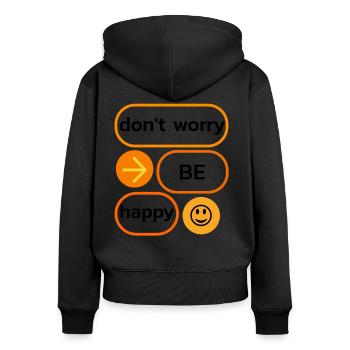 J’aime les vêtements / Ne t’inquiète pas - Sweat à capuche zippé Premium bio Femme - noir - Dos - Julia (174cm)