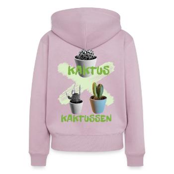 I love clothes / Kaktus - Frauen Premium Bio Zip Hoodie - Altrosa - Hinten - Julia (174cm)