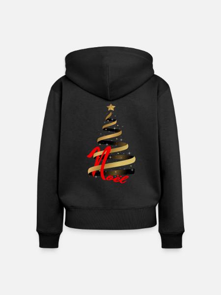 Noël - Sweat à capuche zippé Premium bio Femme - noir