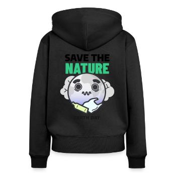 Save The Nature Earth Day - Frauen Premium Bio Zip Hoodie - Schwarz - Hinten - Julia (174cm)